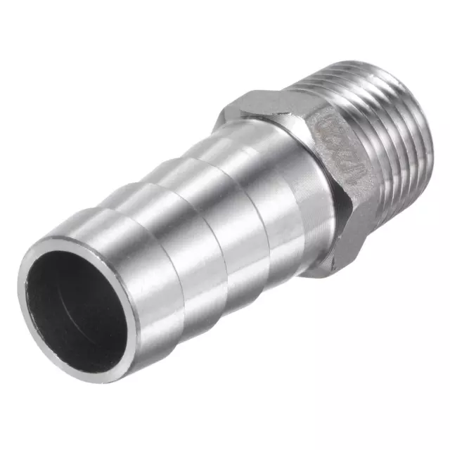 Hose Barb Fitting 20mm OD x 1/2PT Male Thread 304 Stainless Steel Straight Pipe