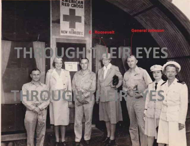 Original WW2 photo Eleanor Roosevelt with General Johnson 1943 From album