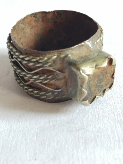 Extremely Ancient Old Viking Silver Color Ring Very Rare Artifact Authentic