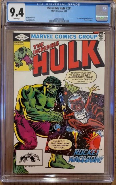 Incredible Hulk #271 CGC 9.4 WHITE PAGES 1st Appearance Rocket Raccoon 1982 NM