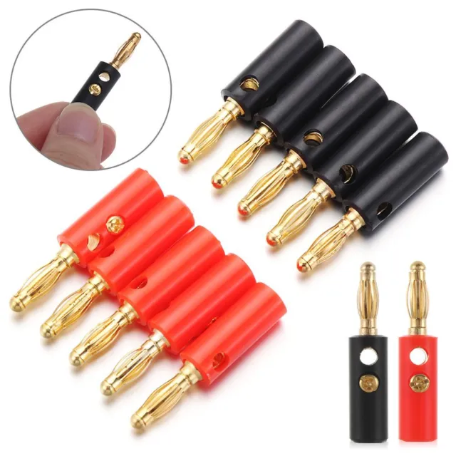 Gold Plated Adapter Speaker Plugs Wire Cable Connector Banana Plugs Audio Jack