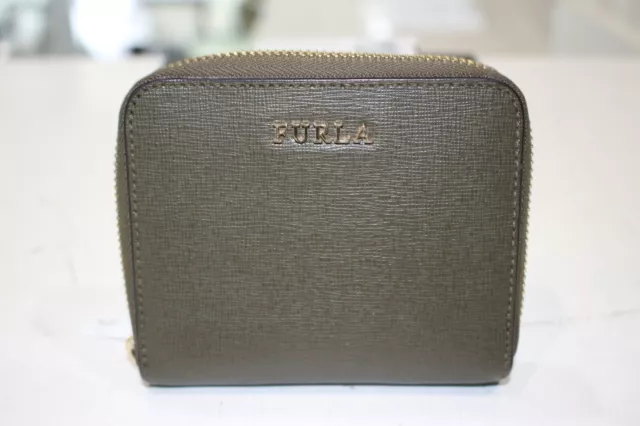 Furla Babylon Wallet Bi-Fold Compact Round Zipper Leather