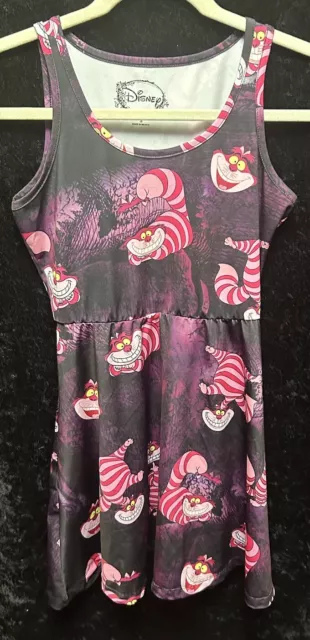DISNEY ALICE IN Wonderland Cheshire Cat Print Women’s Small Mini Dress ...