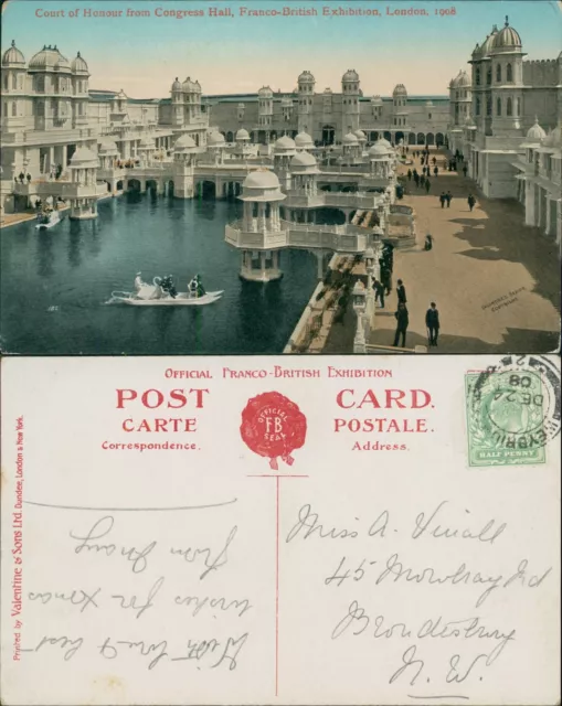 Franco British Exhibition Court of Honour 1908 Weybridge Cancel Valentines