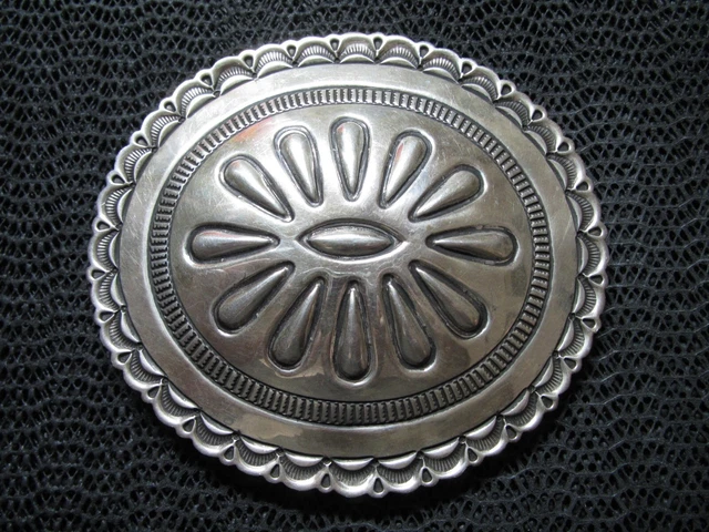 LARGE NAVAJO STERLING SILVER CONCHO BELT BUCKLE! VINTAGE! DAVID REEVES! 95g! 80s
