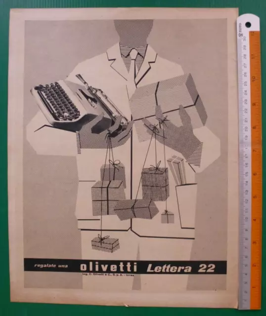 Pubblicità OLIVETTI LETTERA 22 1952 Macchina da scrivere - Regalate una Olivetti