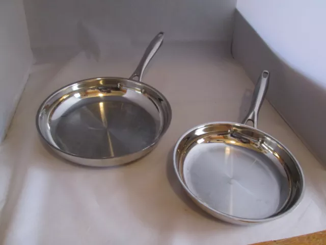 8" & 10" Skillets Cuisinart High Impact Bonded Base 822 Silver Excellent Cond