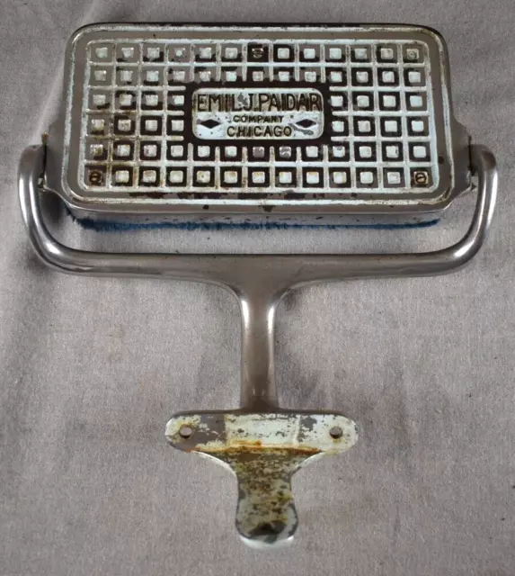 Vintage Paidar Barber Chair Chrome Foot/Calf Rest and York  Blue Cush