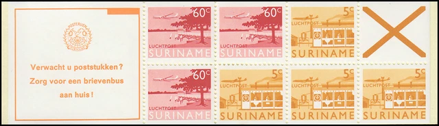 Surinam Markenheftchen 6 Luftpostmarken 60 und 5 Ct., Verwacht ... 1978