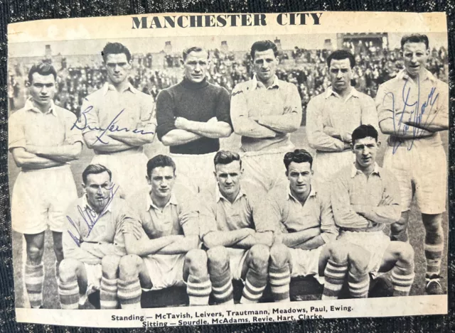 Signed X3 Bill Leivers  ++ Manchester City 1955 FA Cup Final Football Autograph