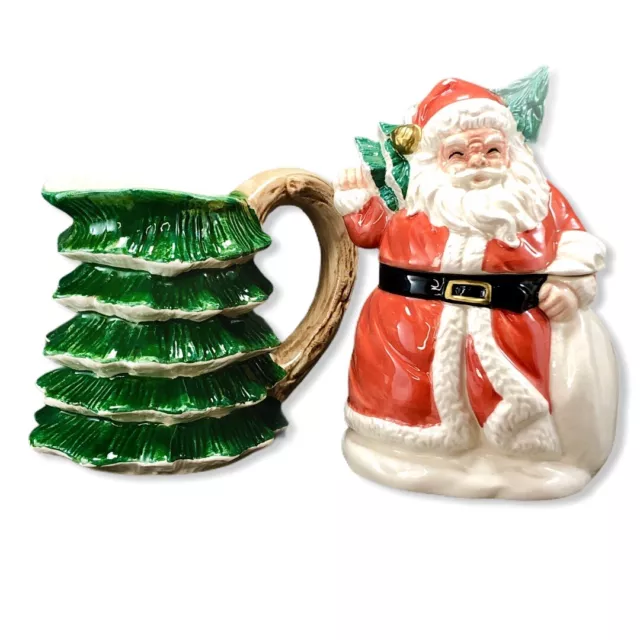 Vintage OCI Omnibus German Santa Sugar Bowl Christmas Tree Creamer Pitcher SET