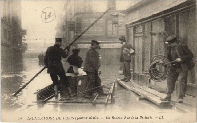 CPA AK Floodation 1900 PARIS Rue de la Buccherie Un Raftau FRANCE (990832)