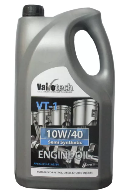 10W40 Semi Synthetic A3/B4 Api Sl/Ch-4 Car Van Engine Oil 5L 5 Litre Valvotech