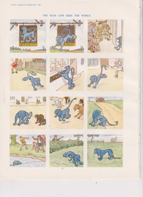 1927 Two Punch Cartoons (on facing pages) The Blue Lion Sees the World