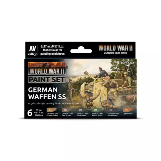 Vallejo 70207 CONFEZIONE 6 COLORI GERMAN WAFFEN SS (6X17 ml)