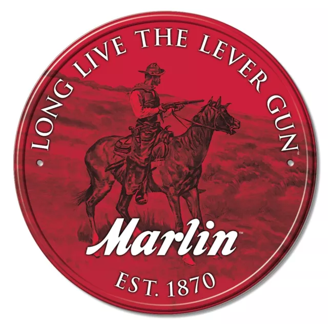 New Marlin Lever Guns Round Decorative Metal Aluminum Sign Made in the USA