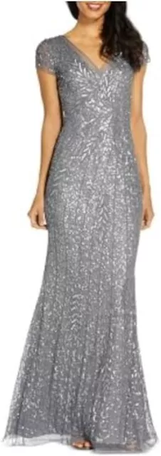 ADRIANNA PAPELL Mermaid Gown Size 6 Frosted Sage Allover Beaded Sequin NWT