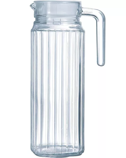 1.2L Water Juice JUG Pitcher GLASS BOTTLE Cocktail Fridge Kitchen Home Lid UK