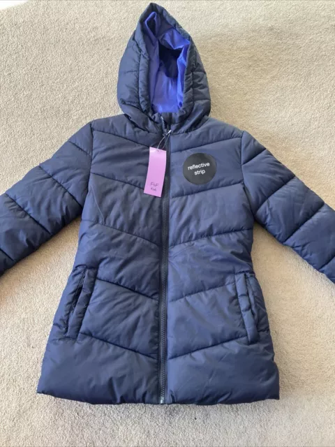 Fab Girls Tesco F&F blue jacket reflective strip, age 9/10 years, £14, Brand New