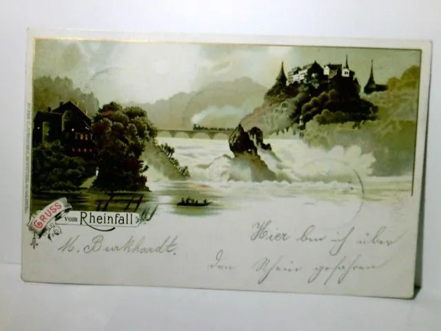 Schaffhausen. Gruss vom Rheinfall. Schweiz. Alte Ansichtskarte / Lithographie fa