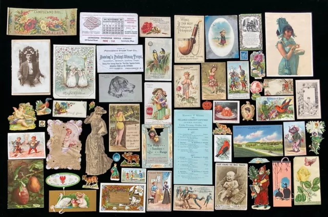 Lot of 57 Victorian Trade Cards and Miscellaneous Ephemera