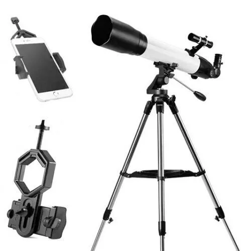 80700 Telescopio Astronómico 80mm Refractor + Adaptador de Fotografía de Teléfono Móvil