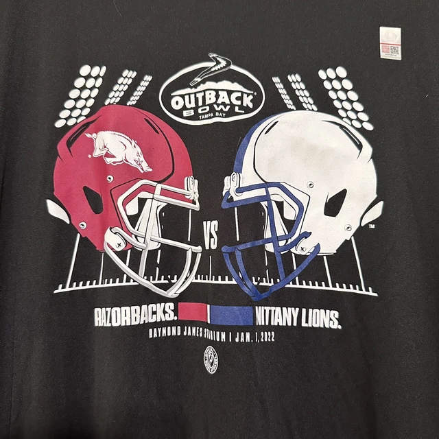 Arkansas Razorbacks vs Penn State Nittany Lions 2022 Outback Bowl Shirt Men Lg