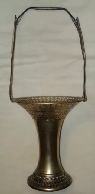 Vintage Apollo Sheffield USA 3065 BRS Nickel Silver 17” Pierced Basket Vase