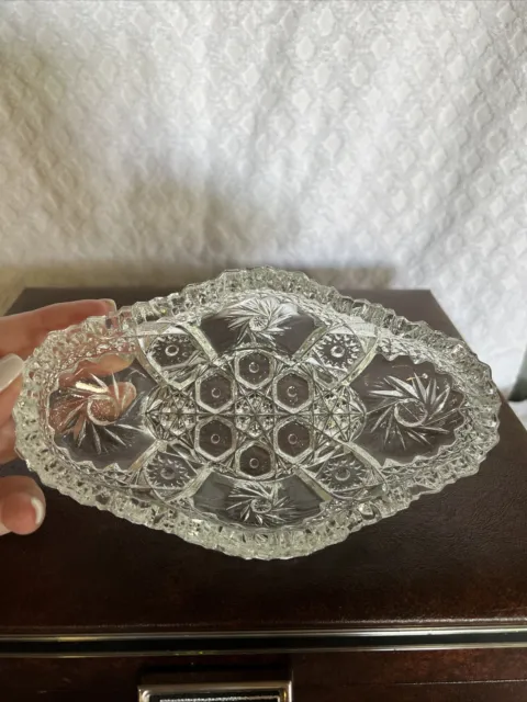 US Glass Company Oval Candy Dish Comet in the Stars Bowl Sawtooth Edge