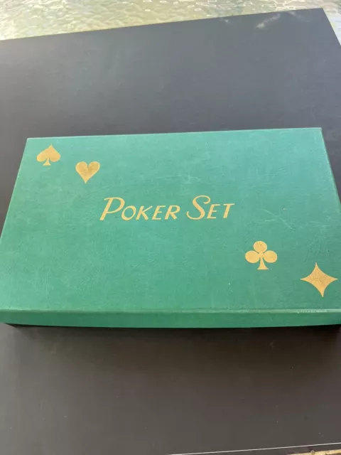 VINTAGE Poker Set 1950 United States Playing Card Cards & Chips + Bicycle SEALED
