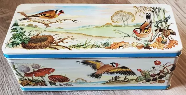 Biscuit Tin W&R Jacob Co. Liverpool England Birds Mushrooms Fall Images