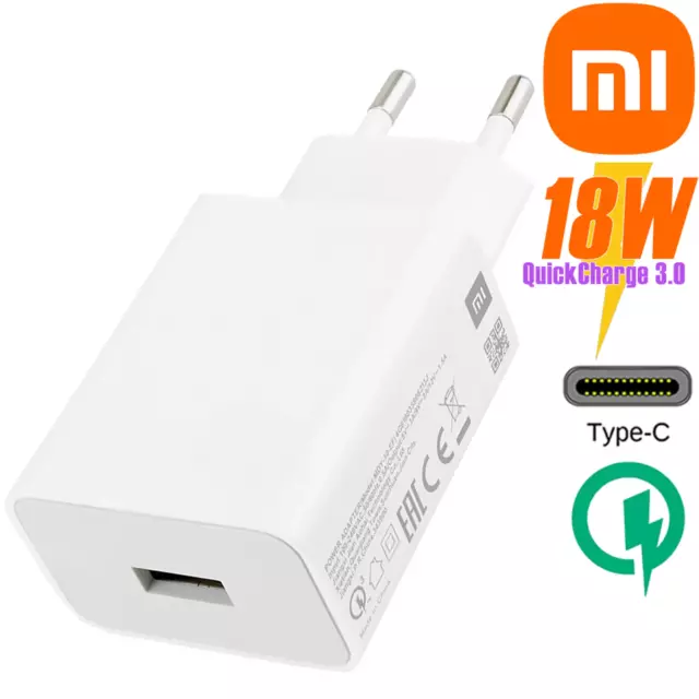 Original Xiaomi Cargador Alimentación Adaptador de Enchufe USB Tipo C 18W