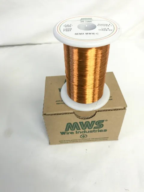MWS Magnet Wire 36 HML NEMA MW16-C Heavy Polyimide-ML Topcoat