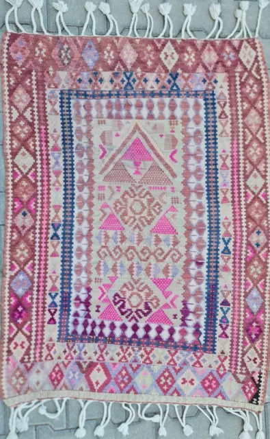 Antique pink Rug, Anatolian rug, rare finds rug, vintage rug 3x4