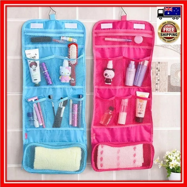 Travel Cosmetic Storage MakeUp Bag Folding Toiletry Organizer Hanging Pouch NEW