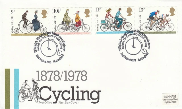 2 August 1978 Cycling Centenary Post Office First Day Cover Ti Raleigh Shs 2 August 1978 Cycling Centenary Post Office First Day Cover Ti Raleigh Shs