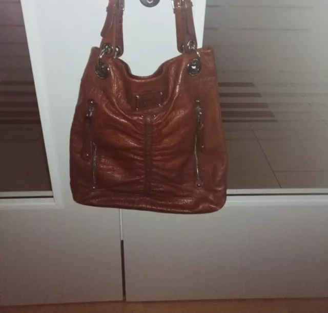 B  MAKOWSKY DAMEN ECHT LEDER BEUTEL HAND SCHULTER TASCHE cognac braun