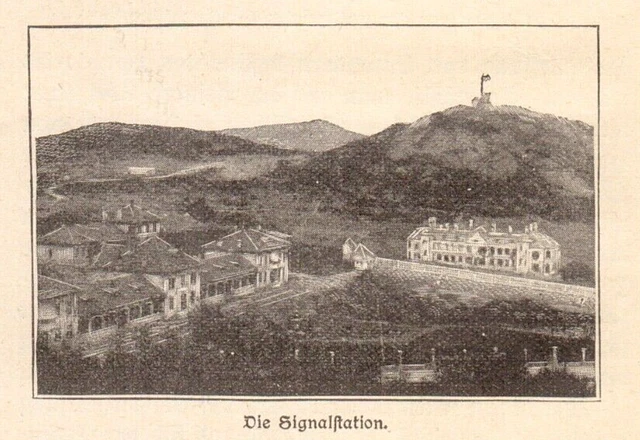 China Tsingtau Qingdao anno 1906 Die Signalstation - Hist. Abb. von 1906