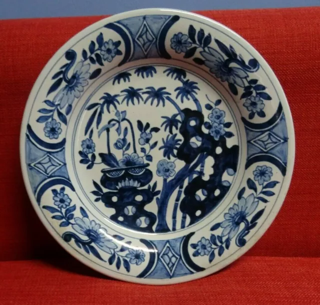 Antique Dutch Delft Pottery  Plate Dish  BLUE FLOWERS  W.R. VINTAGE