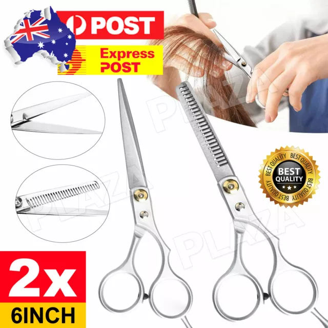 2pcs 6" Salon Hairdressing Scissors Hair Barber Professional Cutting Thinning