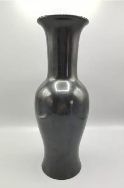 Chinese or Japanese Antique Black Glaze Vase - Fine Porcelain Lamp Famille Noir