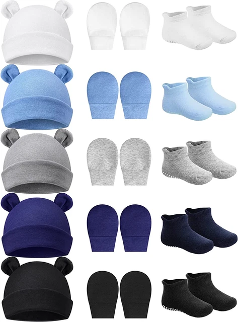 Baby Ears Newborn Hats Mittens and Socks Set for Boys Girls Beanie Hat 0-6 Month