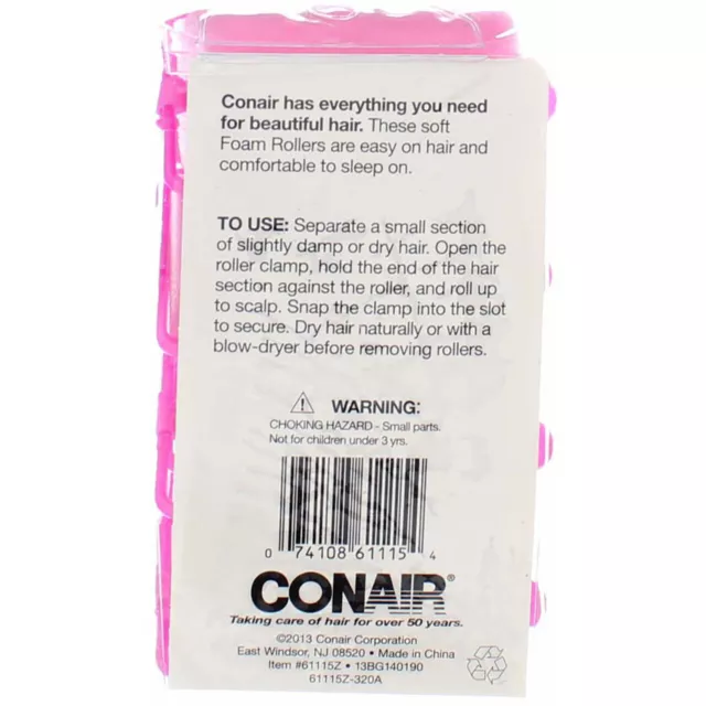6 Pack Conair Foam Rollers Extra Large Foam Hair Rollers, Extra Large, Pink, ... 2