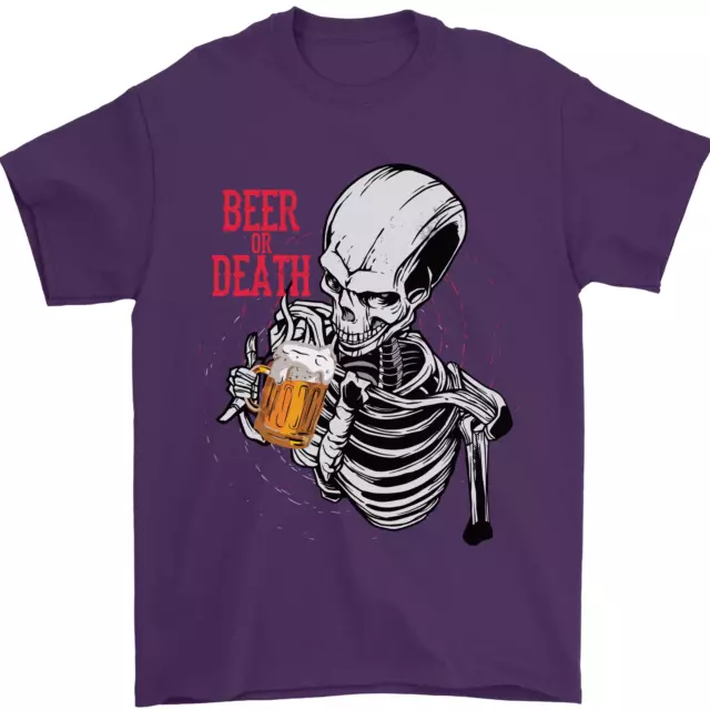 Beer or Death Skull Funny Alcohol Mens T-Shirt 100% Cotton 9