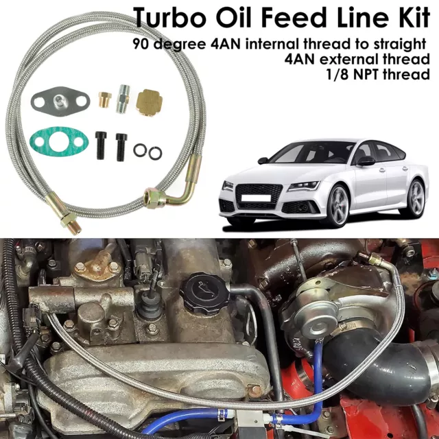 Car Oil Feed Line Kit for T3/T4/T60/T61/T70 Stainless Steel 90° 41" Accessoriesδ