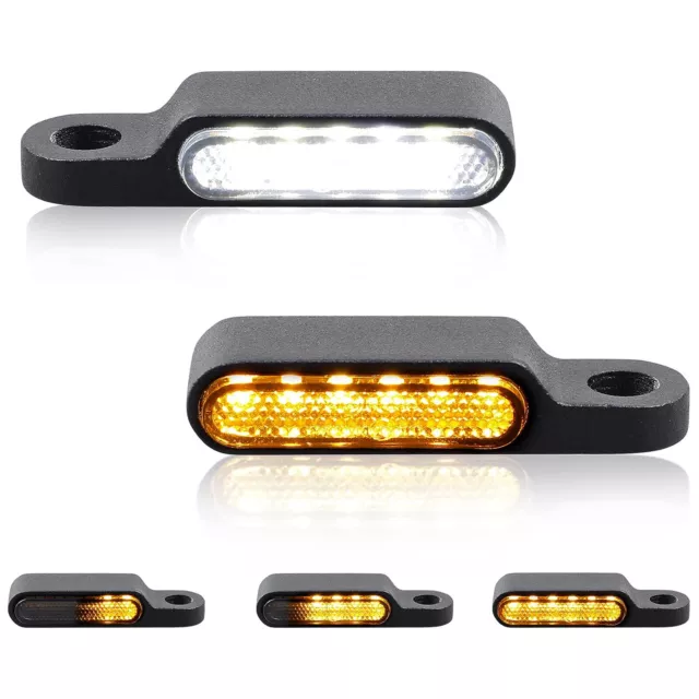 Weiß&gelb Zweifarbig LED Motorrad Quad Mini Blinker Schwarz Getönt Blinkleuchte