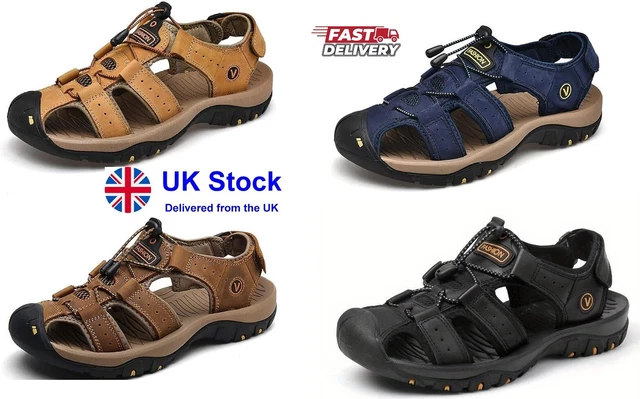 Mens leather closed deals toe sandals uk