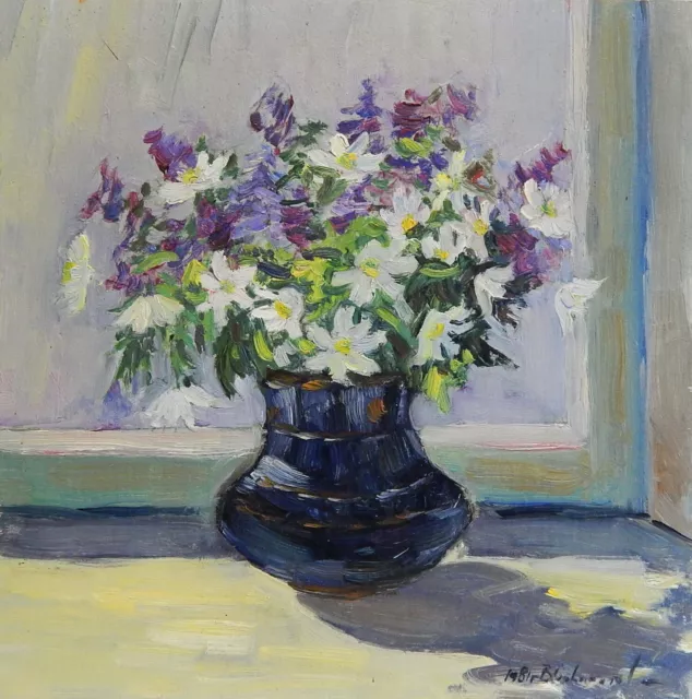 Floral Still Life Original Oil Painting by Soviet Ukrainian Artist V.Slovokhotov