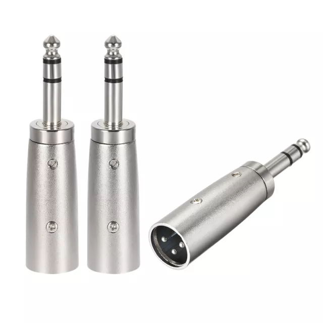 XLR Mâle à 1/4" Mâle TRS Adaptateur Microphone Audio Connecteur Mic 3Pcs