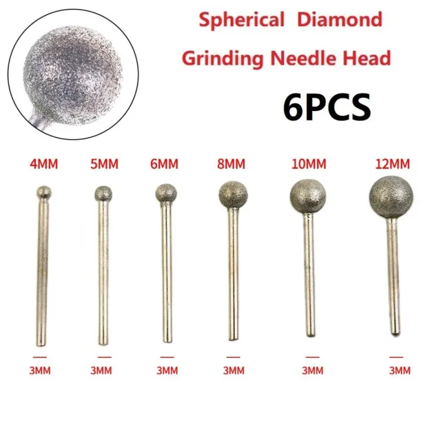 Juego de brocas de taladro de bola redonda de diamantes 6* del Reino Unido para tallar grabado perforación 4-12 mm